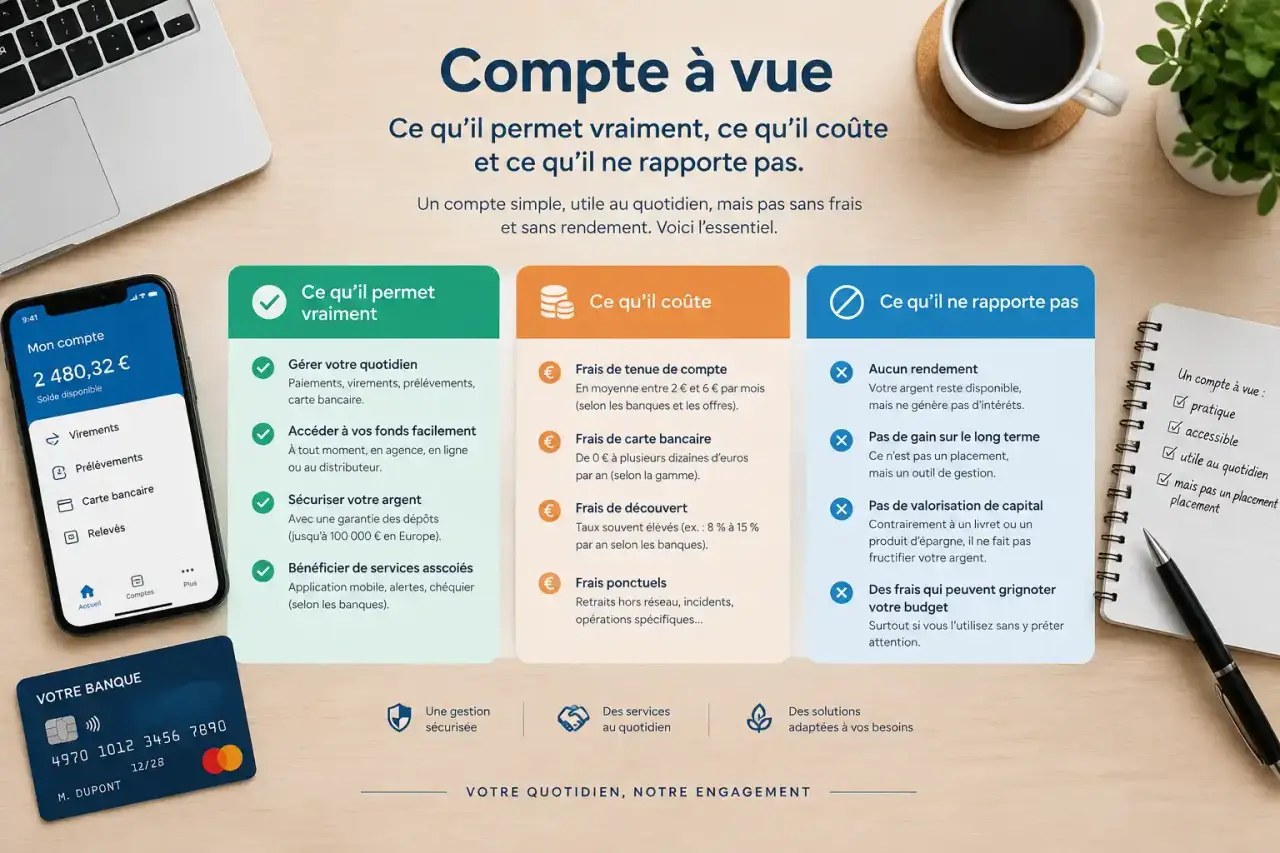 Compte à vue : ce qu'il permet vraiment, ce qu'il coûte et ce qu'il ne rapporte pas
