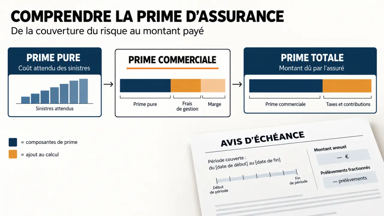 Primes d’assurance : décomposition de la prime pure à la prime totale